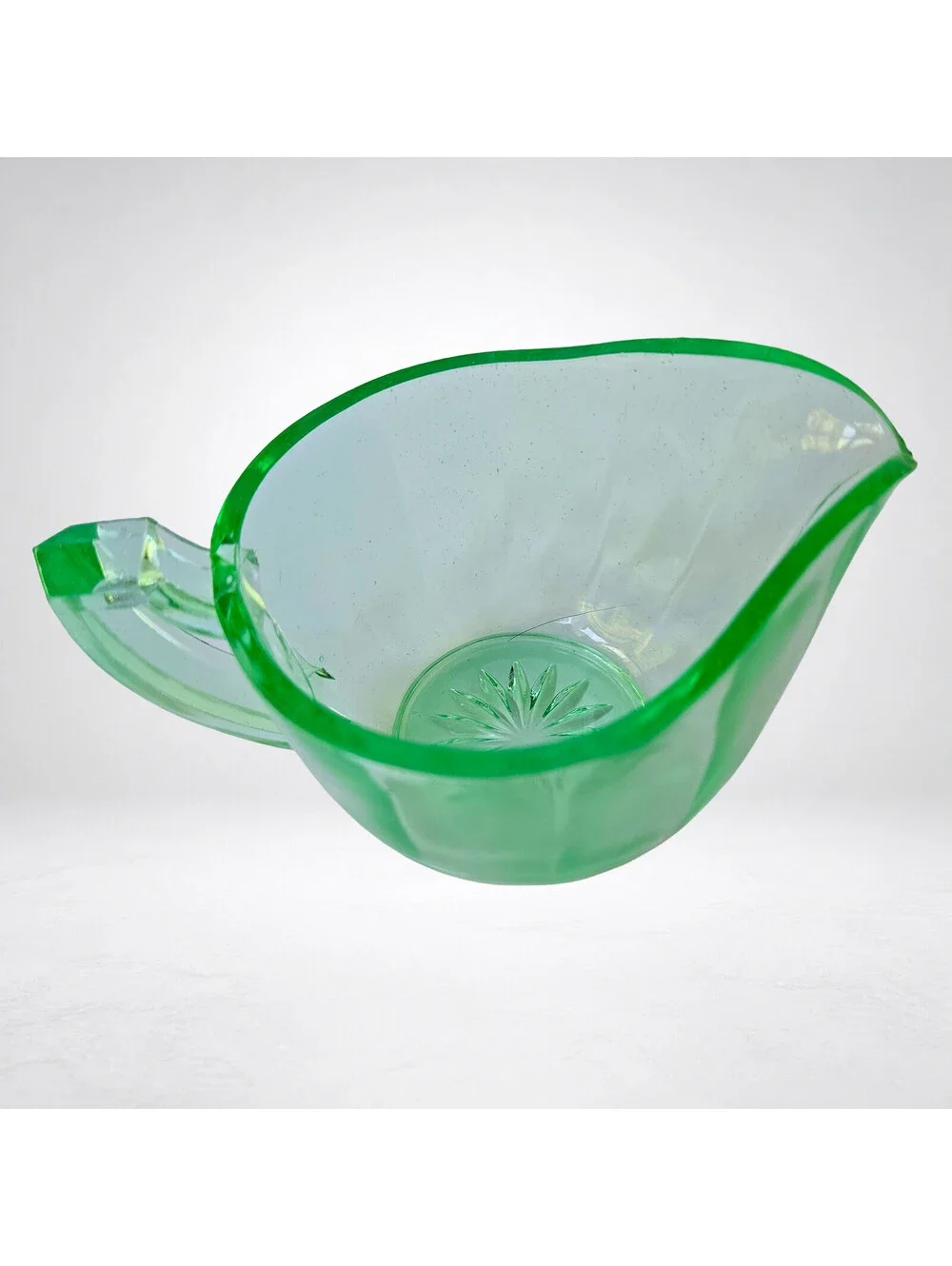Vaseline Uranium Glass Creamer Art Deco Bartlett Collins Glows